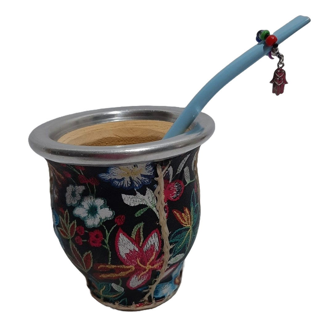 MATE FLORIDO CON BOMBILLA Y MANO FATIMA EDITADA